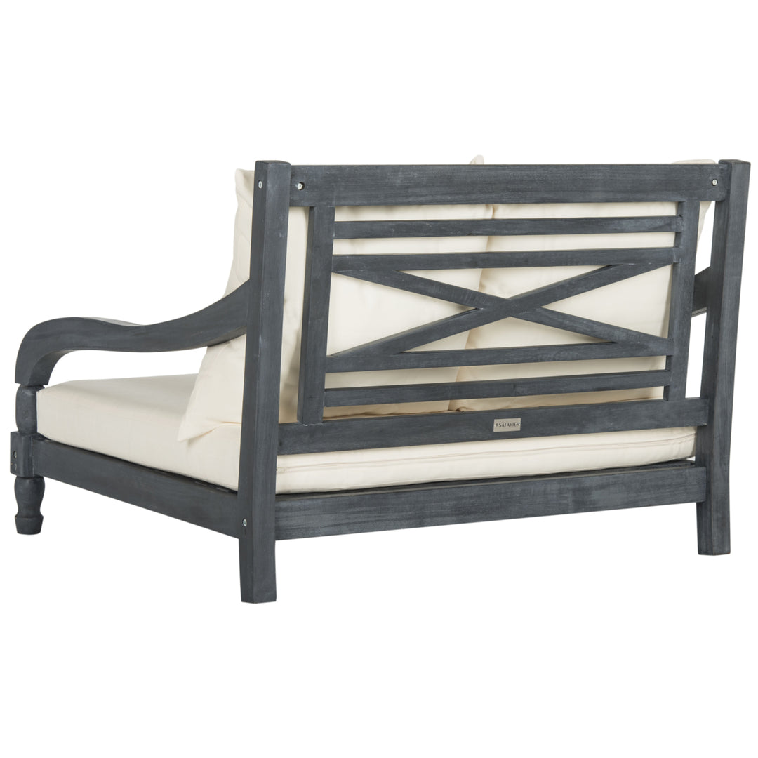 SAFAVIEH Outdoor Collection Pomona Lounger Ash Grey/Beige Image 7