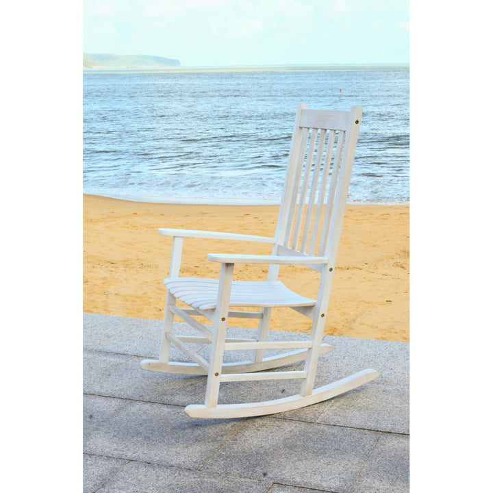 SAFAVIEH Outdoor Collection Shasta Rocking Chair White Wash Image 3