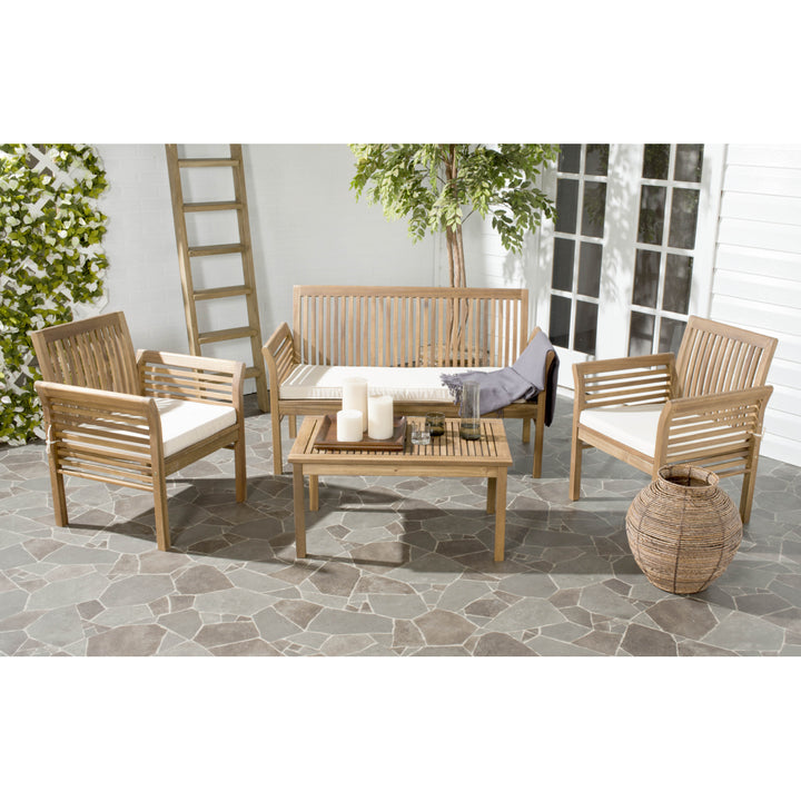 SAFAVIEH Outdoor Collection Carson 4-Piece Patio Set Natural/Beige Image 1