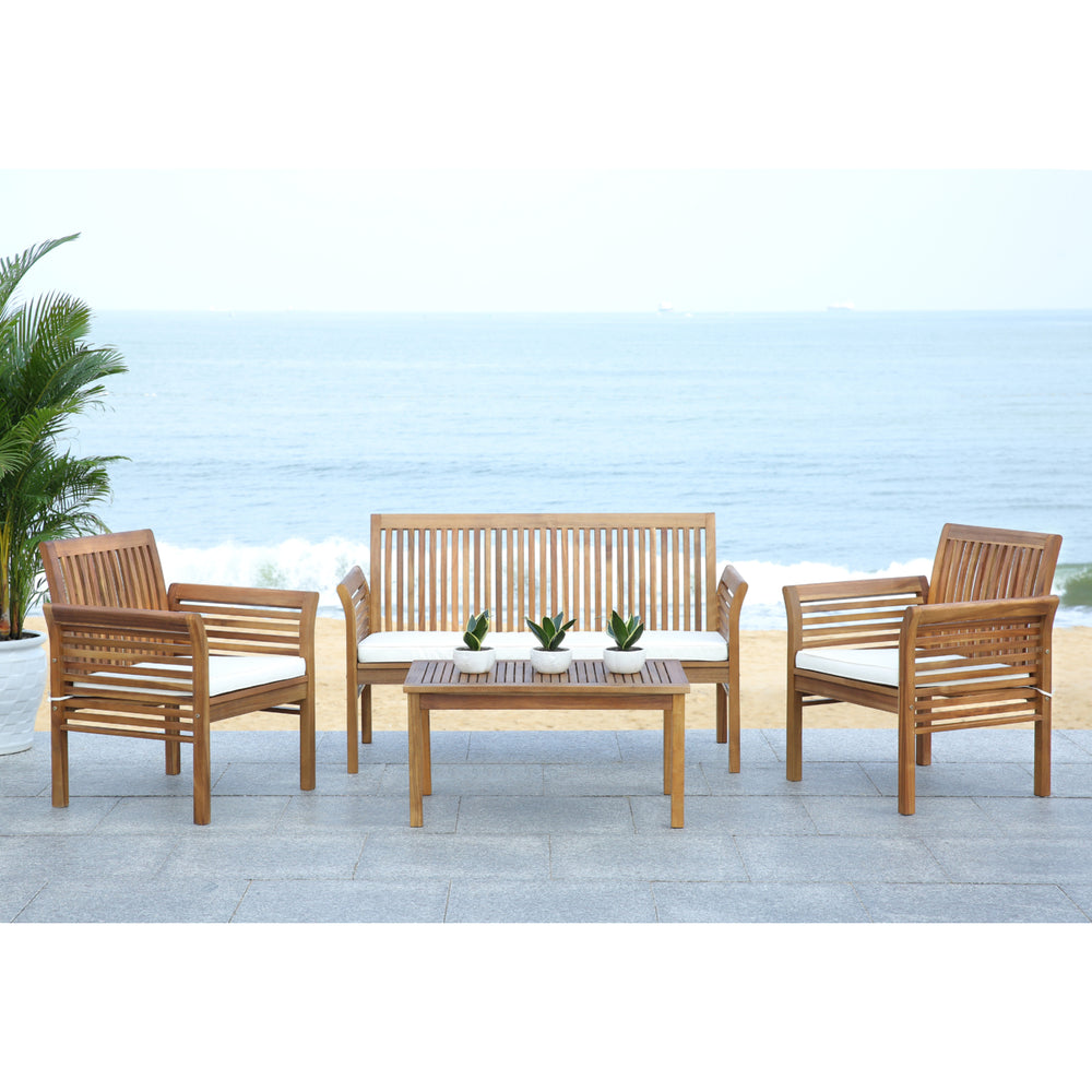 SAFAVIEH Outdoor Collection Carson 4-Piece Patio Set Natural/Beige Image 2