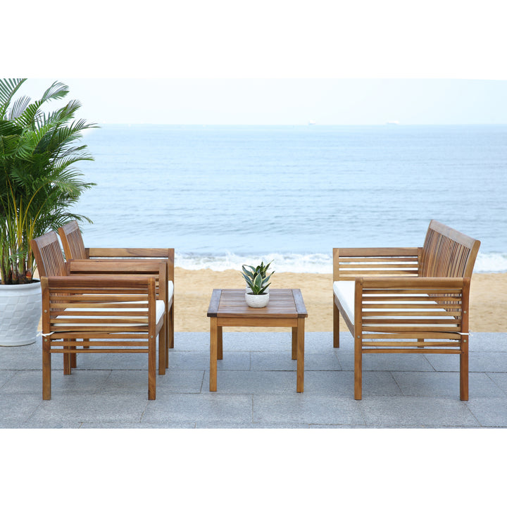 SAFAVIEH Outdoor Collection Carson 4-Piece Patio Set Natural/Beige Image 4