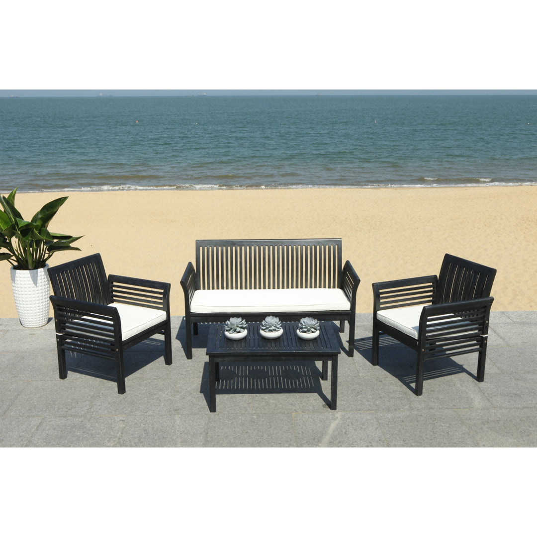 SAFAVIEH Outdoor Collection Carson 4-Piece Patio Set Black/Beige Image 1