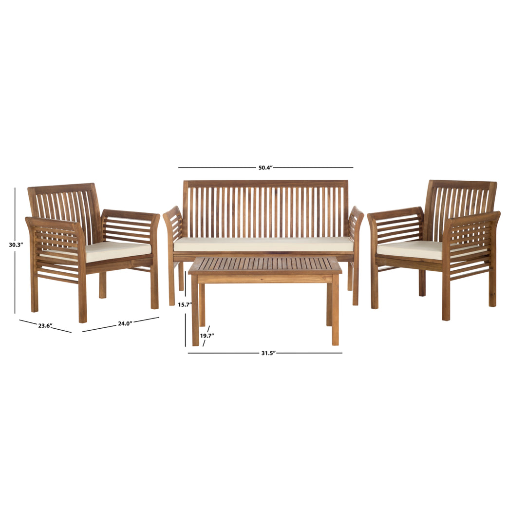 SAFAVIEH Outdoor Collection Carson 4-Piece Patio Set Natural/Beige Image 5