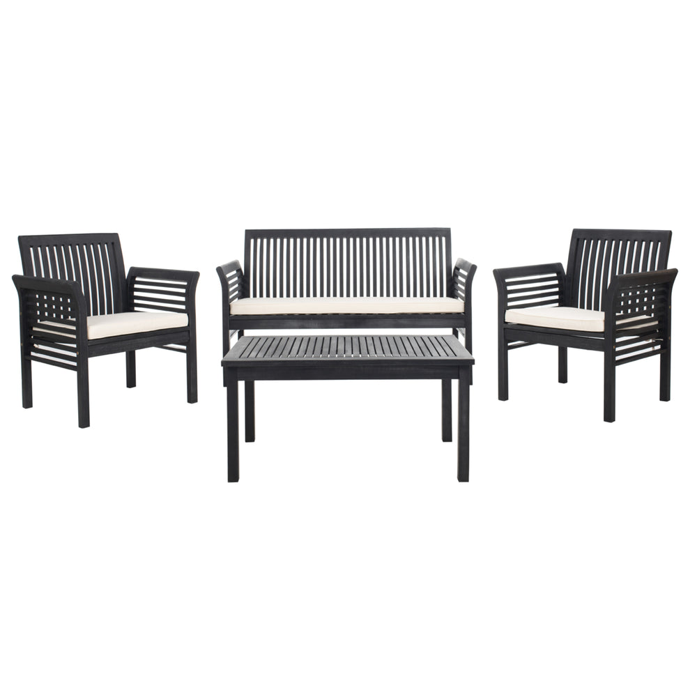 SAFAVIEH Outdoor Collection Carson 4-Piece Patio Set Black/Beige Image 2