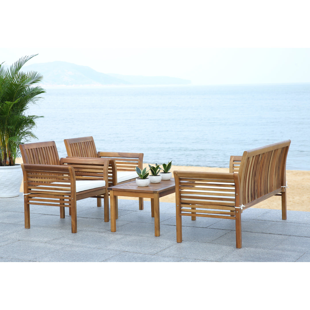 SAFAVIEH Outdoor Collection Carson 4-Piece Patio Set Natural/Beige Image 7