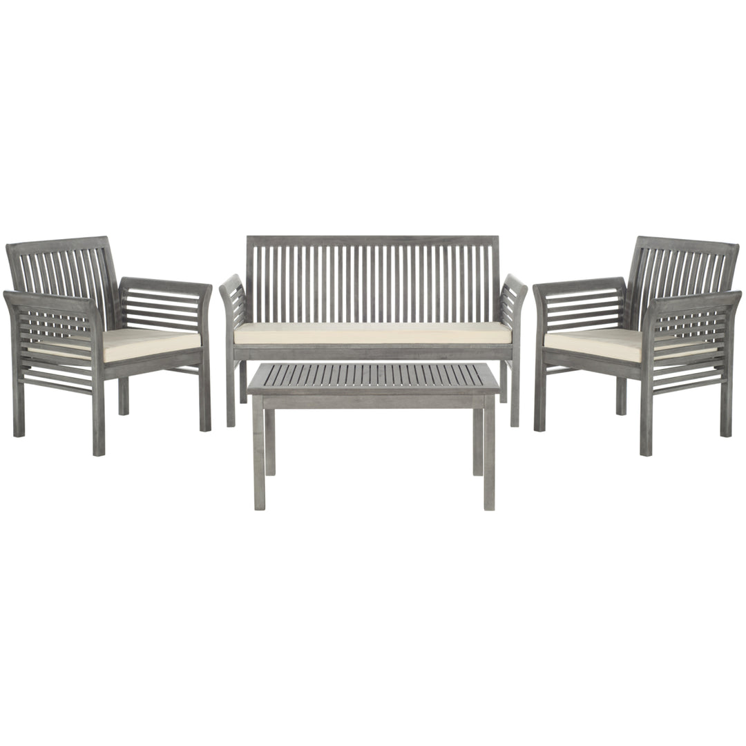 SAFAVIEH Outdoor Collection Carson 4-Piece Patio Set Grey Wash/Beige Image 3