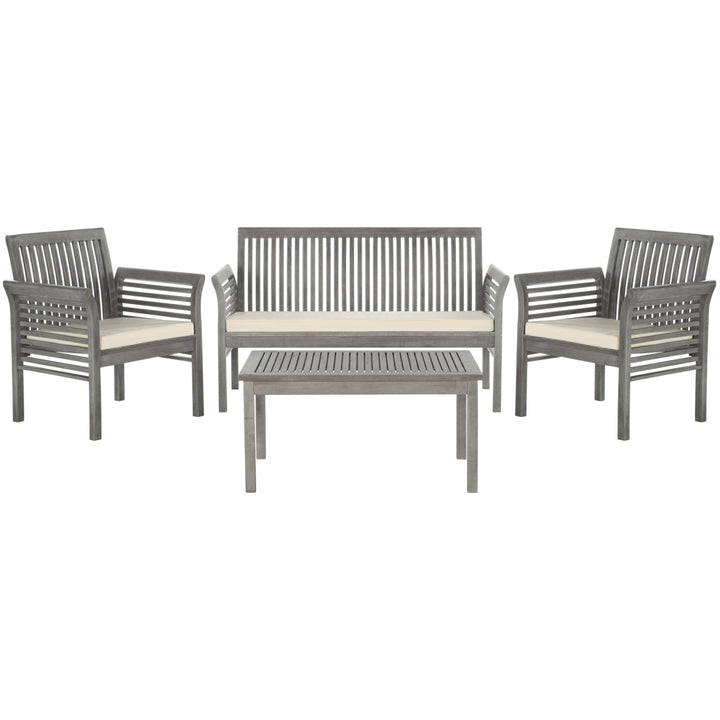 SAFAVIEH Outdoor Collection Carson 4-Piece Patio Set Grey Wash/Beige Image 3