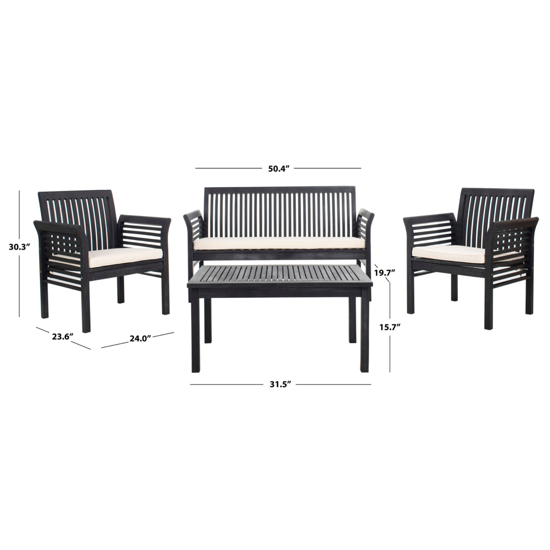 SAFAVIEH Outdoor Collection Carson 4-Piece Patio Set Black/Beige Image 5