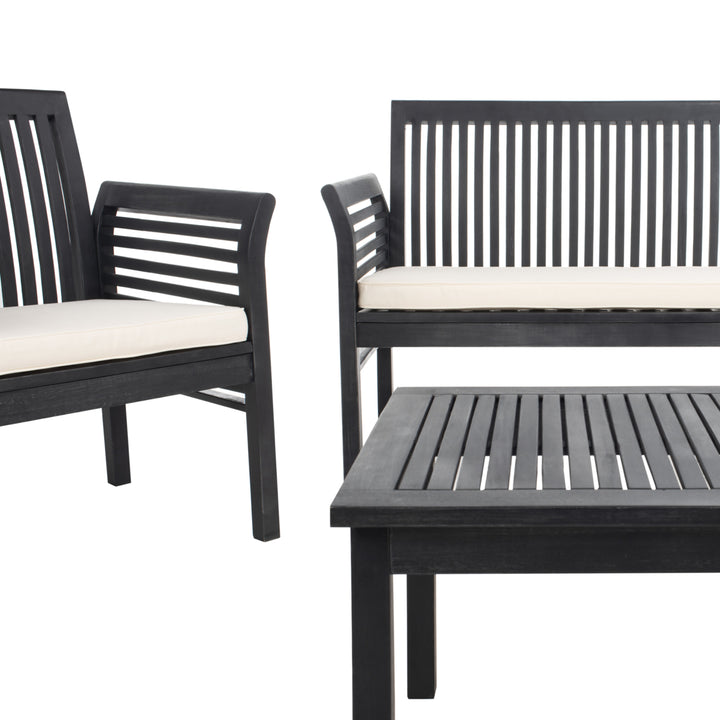 SAFAVIEH Outdoor Collection Carson 4-Piece Patio Set Black/Beige Image 7