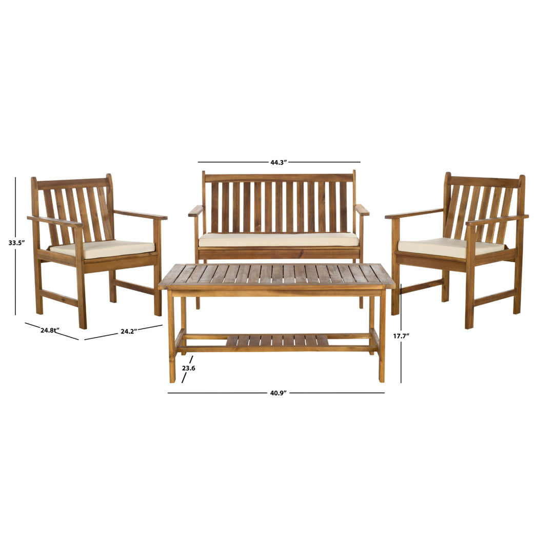 SAFAVIEH Outdoor Collection Burbank 4-Piece Patio Set Natural/Beige Image 4