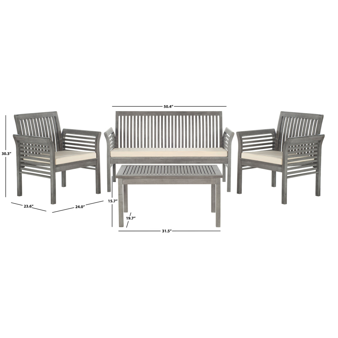 SAFAVIEH Outdoor Collection Carson 4-Piece Patio Set Grey Wash/Beige Image 6