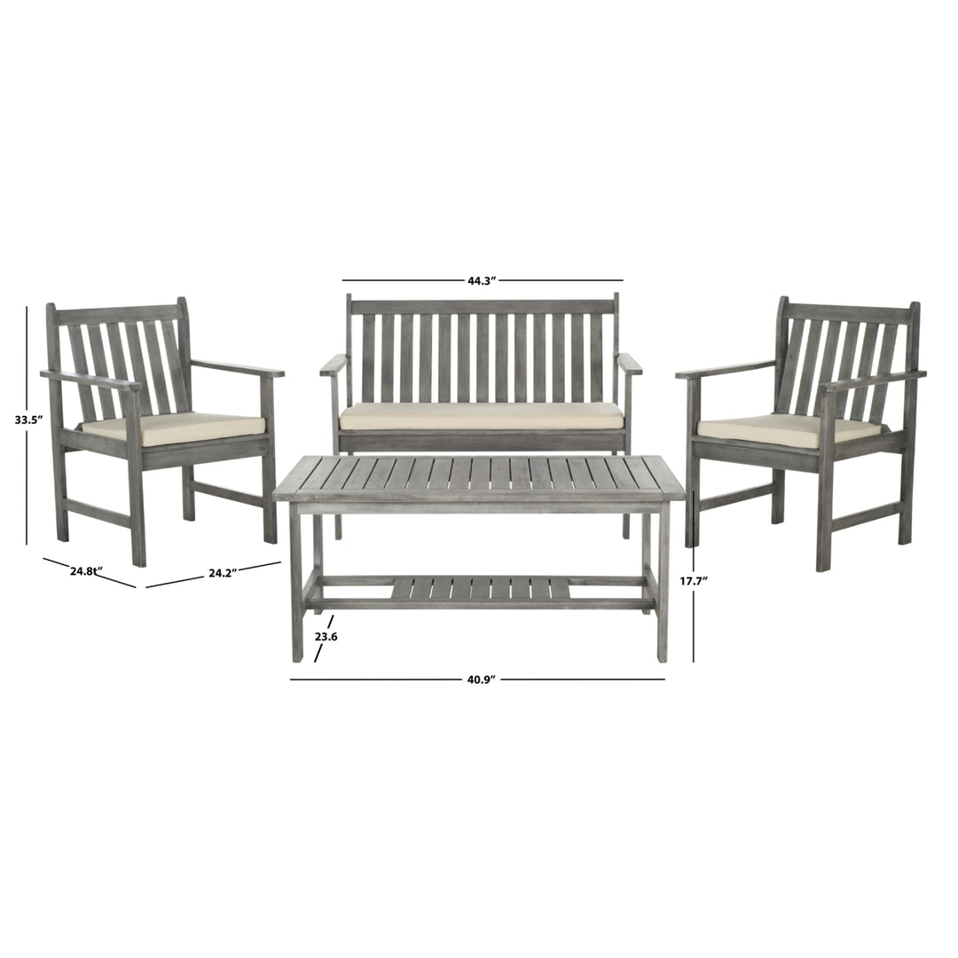 SAFAVIEH Outdoor Collection Burbank 4-Piece Patio Set Grey Wash/Beige Image 5