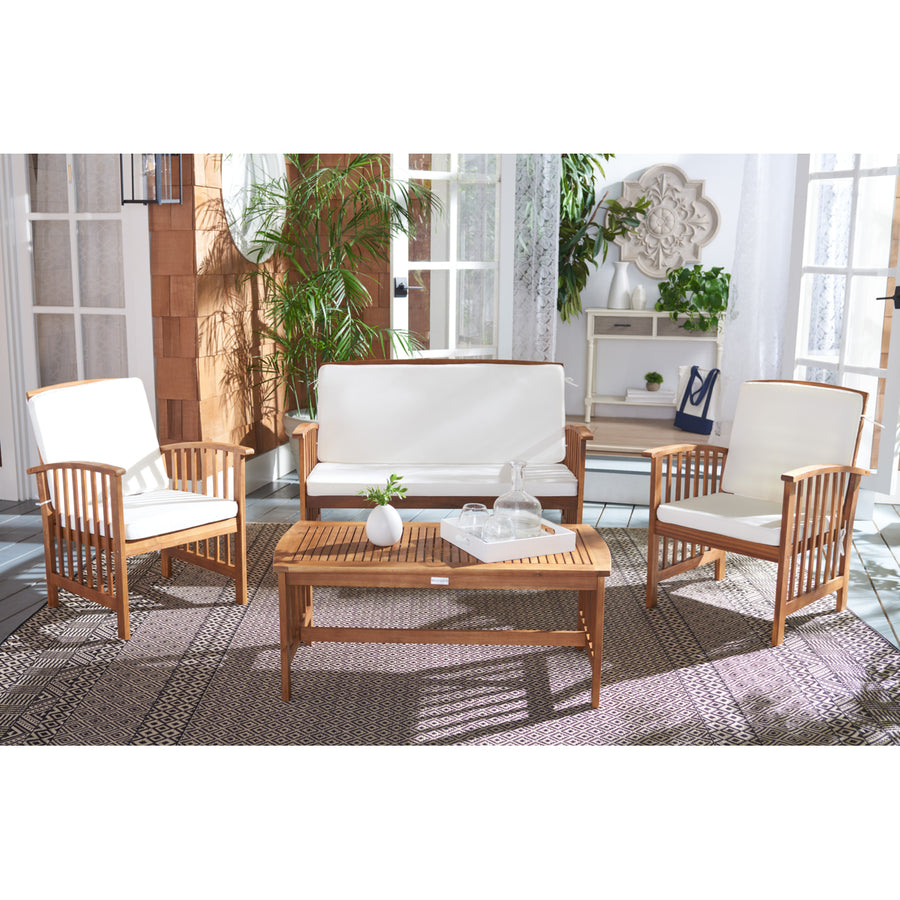 SAFAVIEH Outdoor Collection Rocklin 4-Piece Patio Set Natural/Beige Image 1