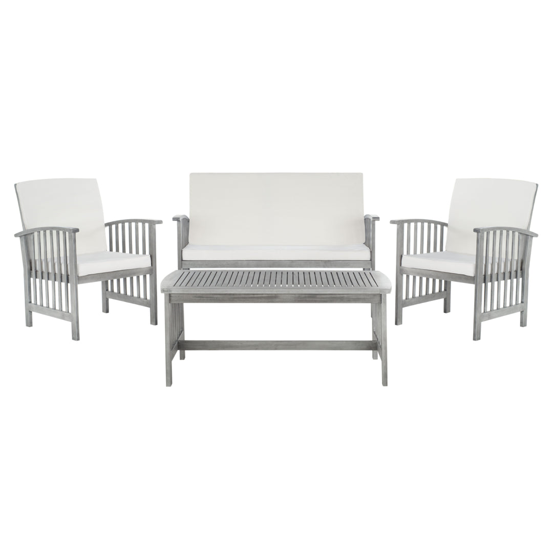 SAFAVIEH Outdoor Collection Rocklin 4-Piece Patio Set Grey Wash/Beige Image 3