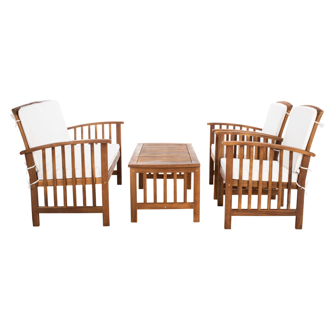 SAFAVIEH Outdoor Collection Rocklin 4-Piece Patio Set Natural/Beige Image 5