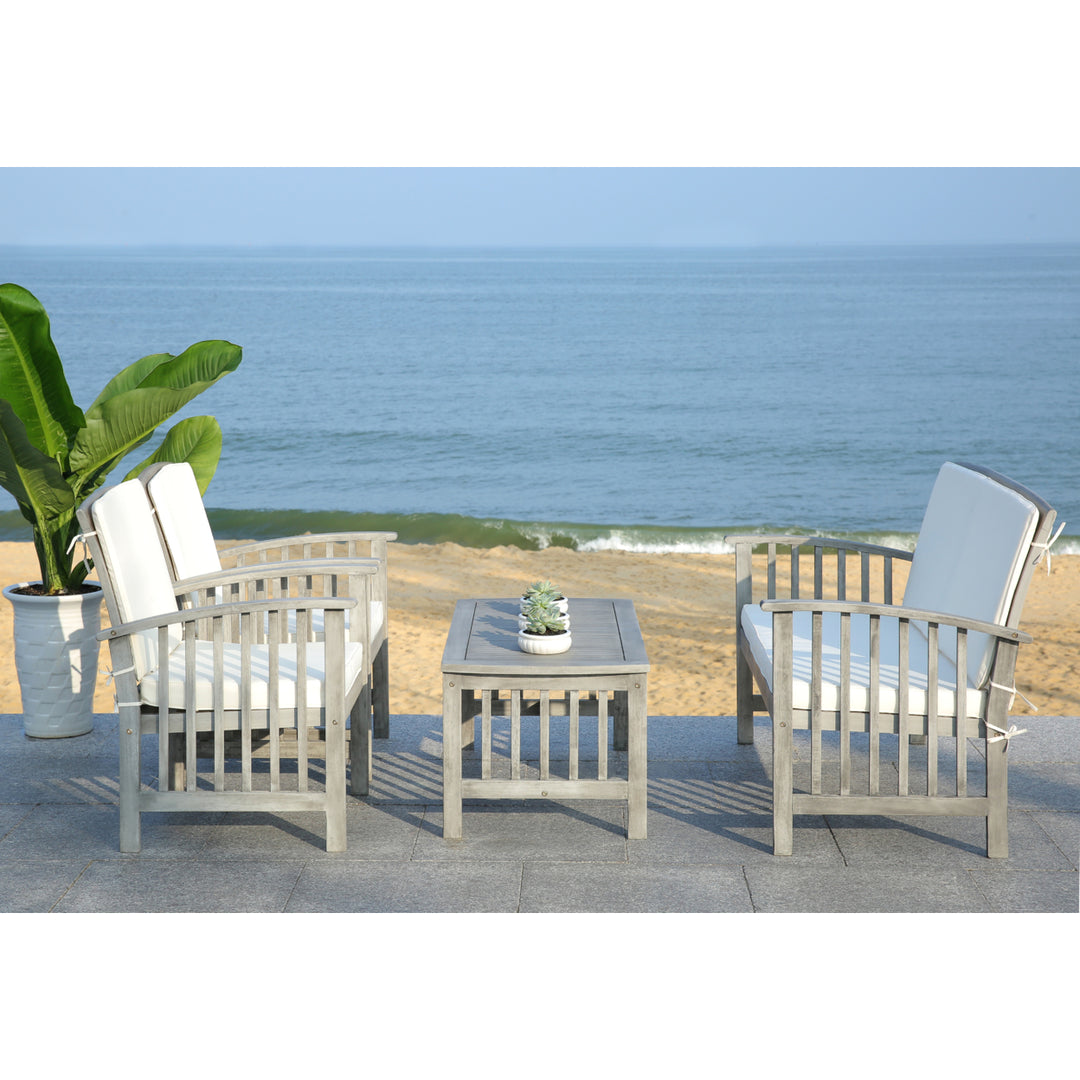 SAFAVIEH Outdoor Collection Rocklin 4-Piece Patio Set Grey Wash/Beige Image 5