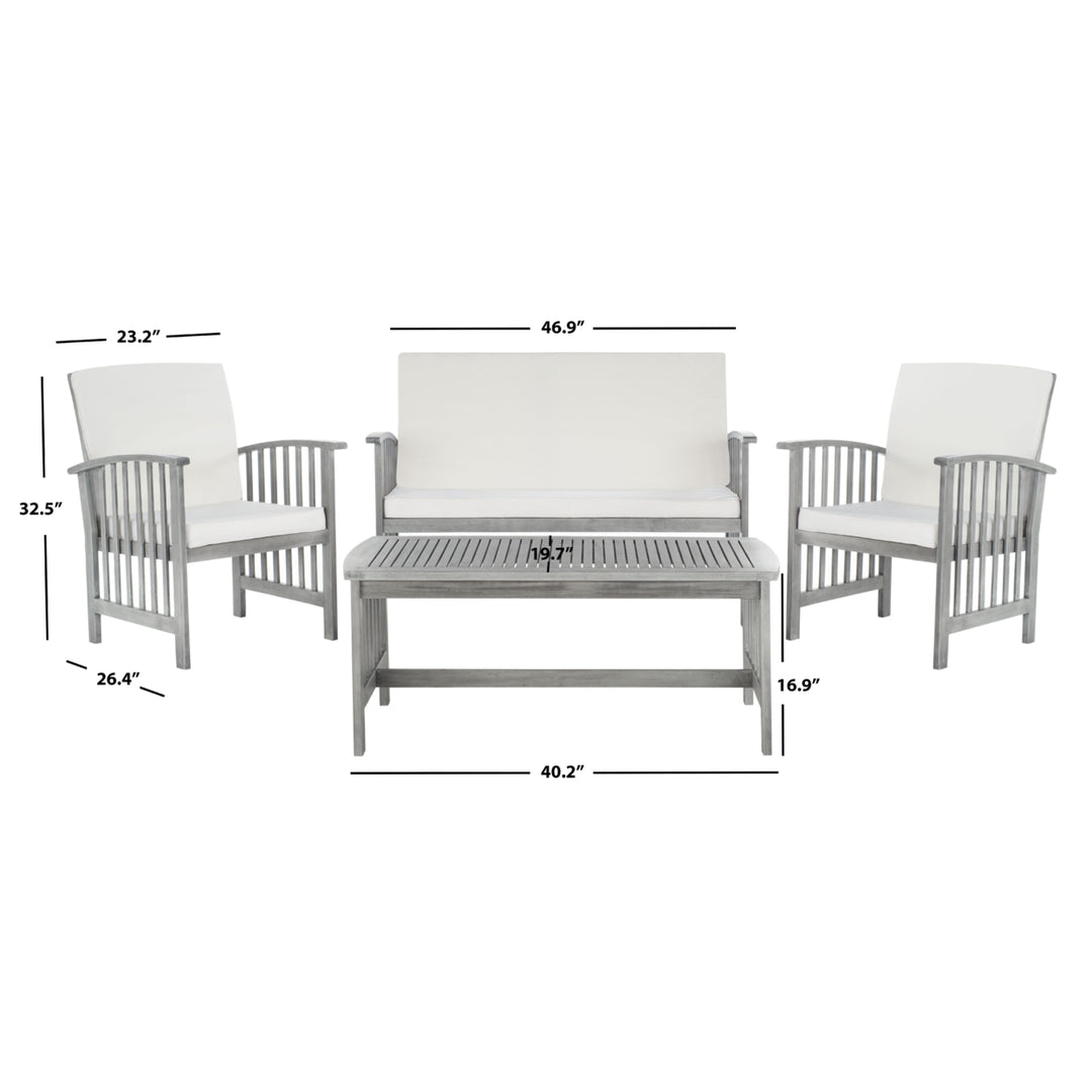 SAFAVIEH Outdoor Collection Rocklin 4-Piece Patio Set Grey Wash/Beige Image 6