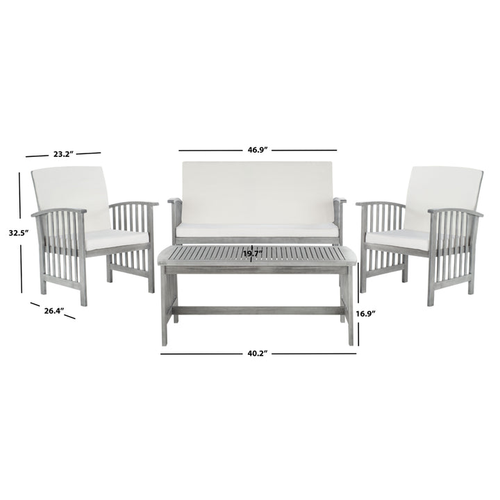 SAFAVIEH Outdoor Collection Rocklin 4-Piece Patio Set Grey Wash/Beige Image 6