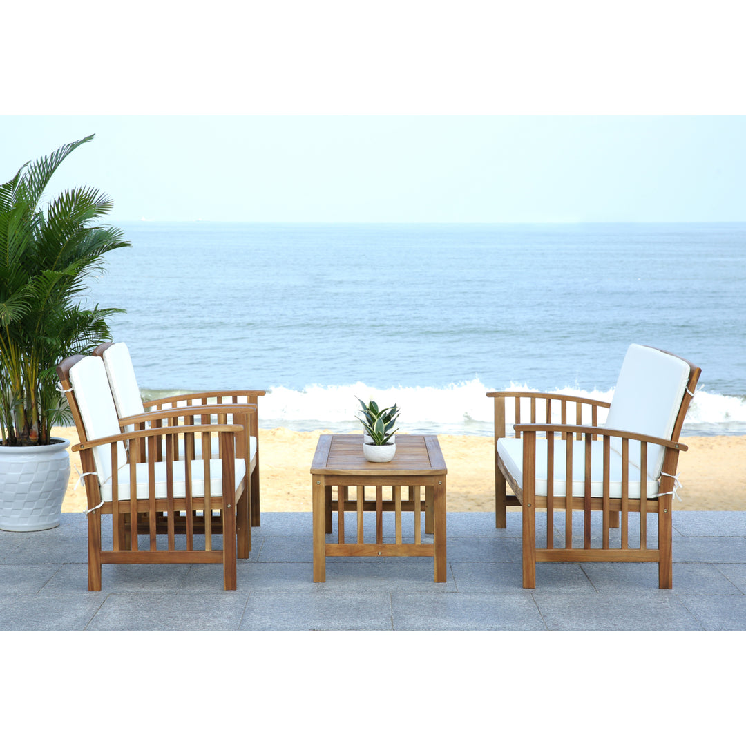 SAFAVIEH Outdoor Collection Rocklin 4-Piece Patio Set Natural/Beige Image 7