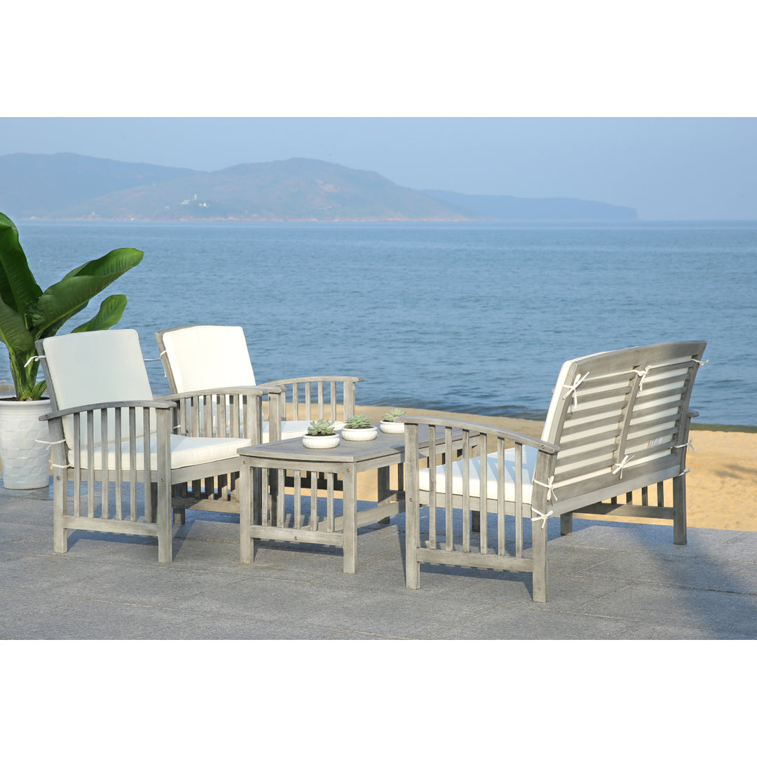 SAFAVIEH Outdoor Collection Rocklin 4-Piece Patio Set Grey Wash/Beige Image 8