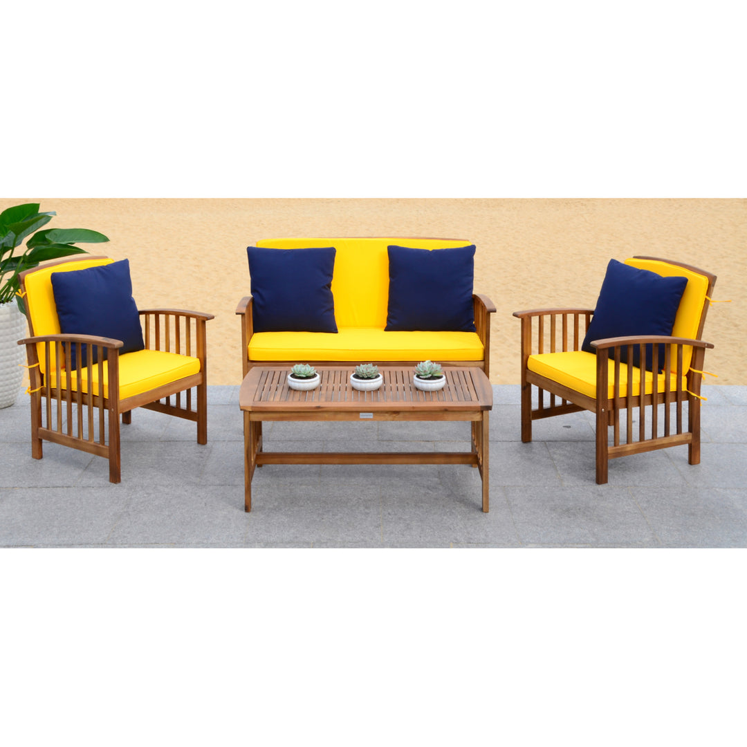 SAFAVIEH Outdoor Collection Rocklin 4-Piece Patio Set Natural Look/Yellow Image 2