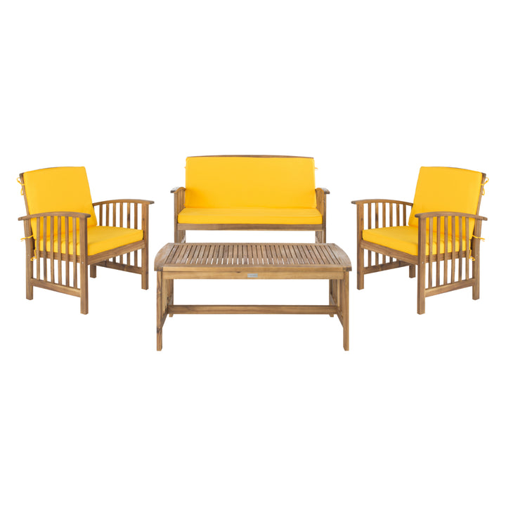 SAFAVIEH Outdoor Collection Rocklin 4-Piece Patio Set Natural Look/Yellow Image 3