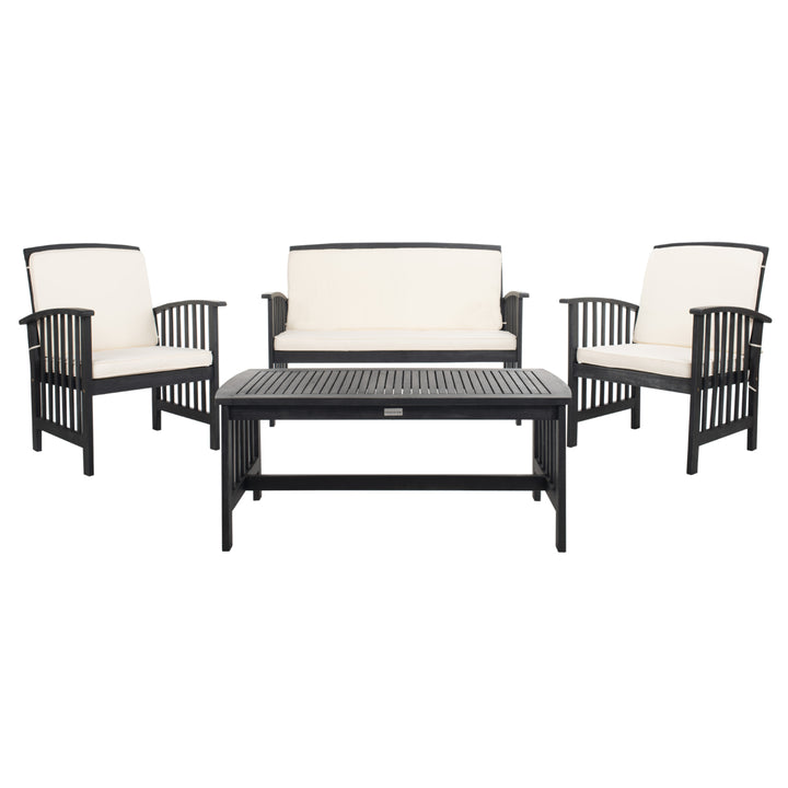 SAFAVIEH Outdoor Collection Rocklin 4-Piece Patio Set Black/Beige Image 2