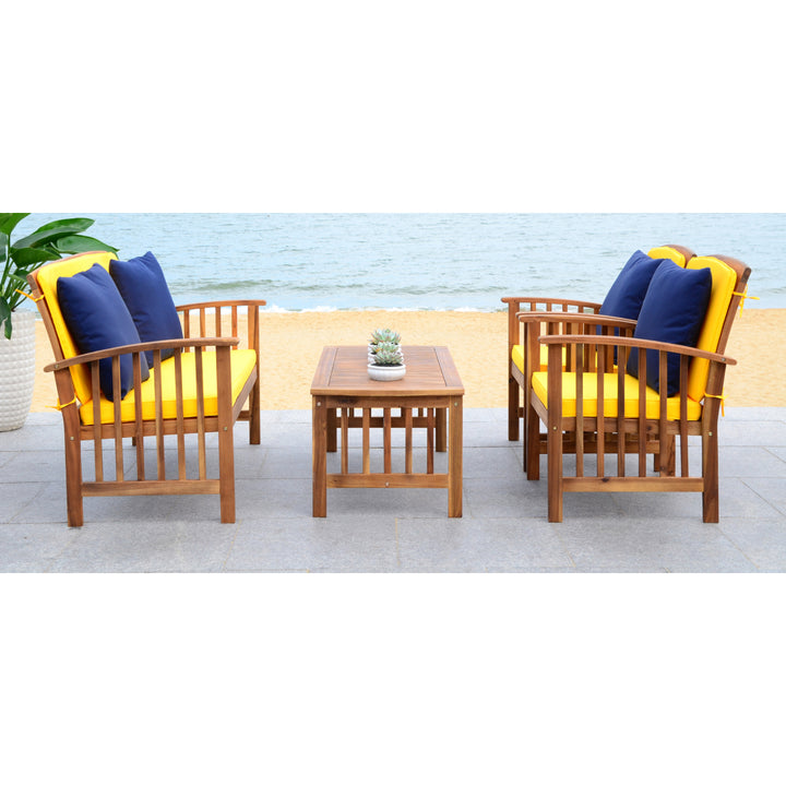 SAFAVIEH Outdoor Collection Rocklin 4-Piece Patio Set Natural Look/Yellow Image 5