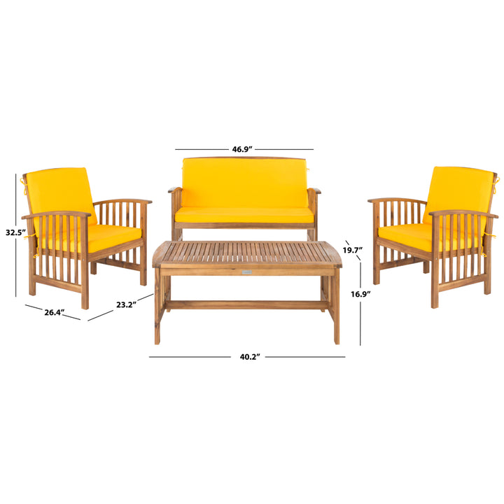 SAFAVIEH Outdoor Collection Rocklin 4-Piece Patio Set Natural Look/Yellow Image 6