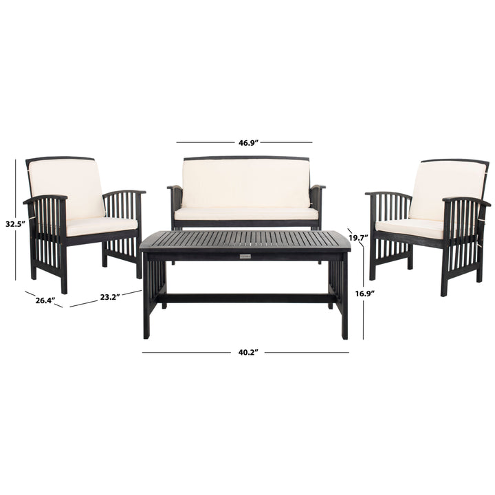 SAFAVIEH Outdoor Collection Rocklin 4-Piece Patio Set Black/Beige Image 5