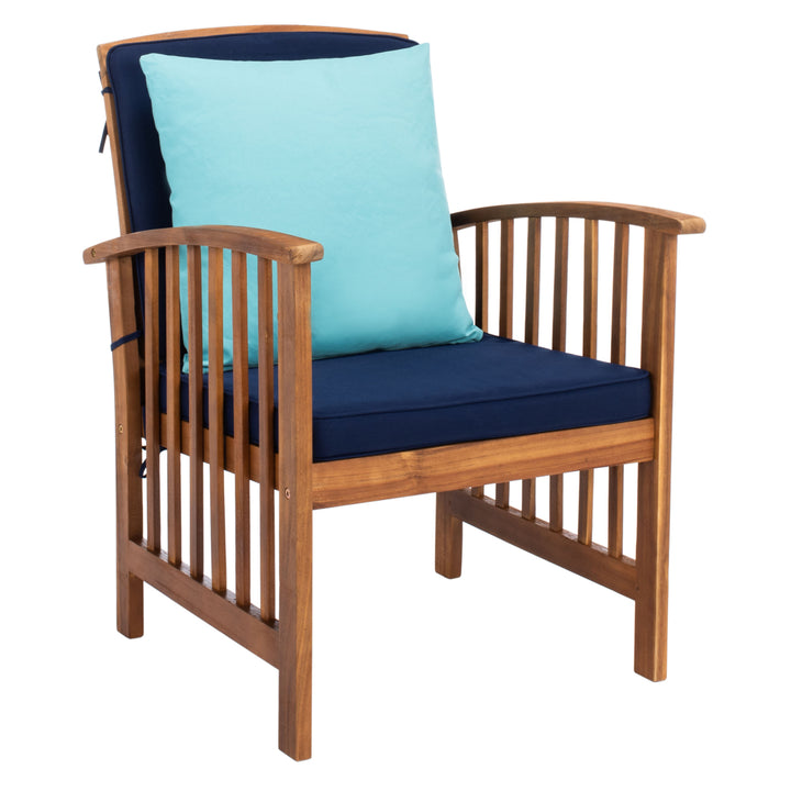 SAFAVIEH Outdoor Collection Rocklin 4-Piece Patio Set Natural Look/Navy Image 11