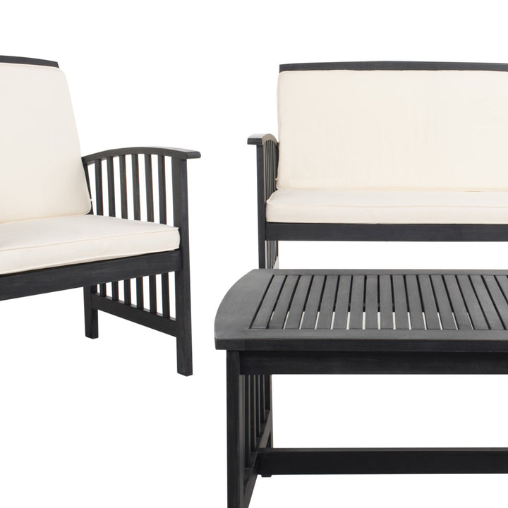 SAFAVIEH Outdoor Collection Rocklin 4-Piece Patio Set Black/Beige Image 7