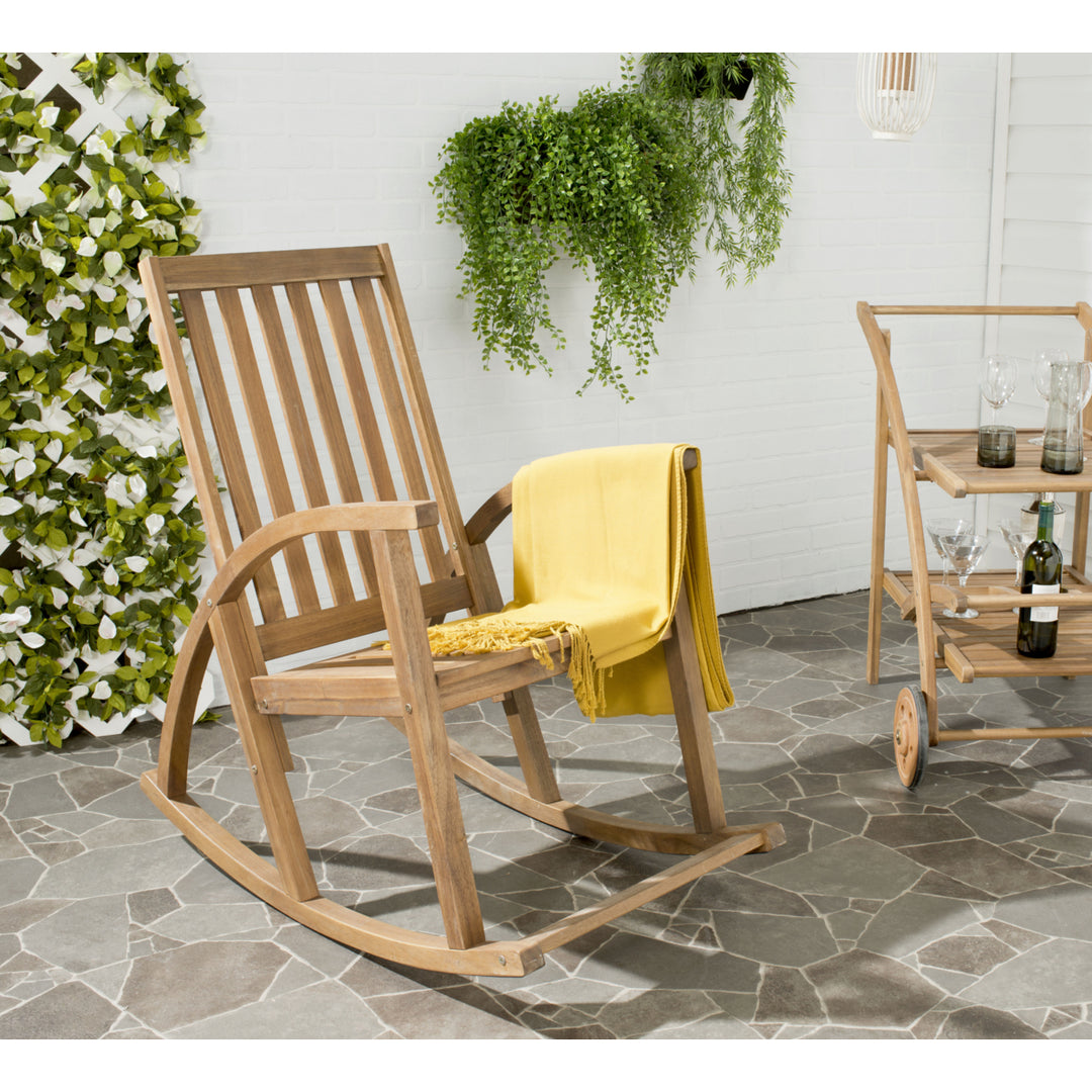 SAFAVIEH Outdoor Collection Clayton Rocking Chair Natural Image 1