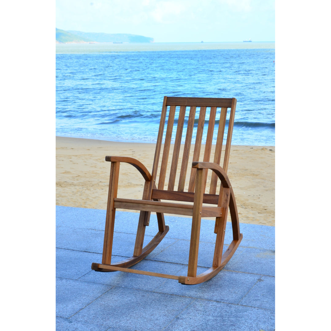 SAFAVIEH Outdoor Collection Clayton Rocking Chair Natural Image 4