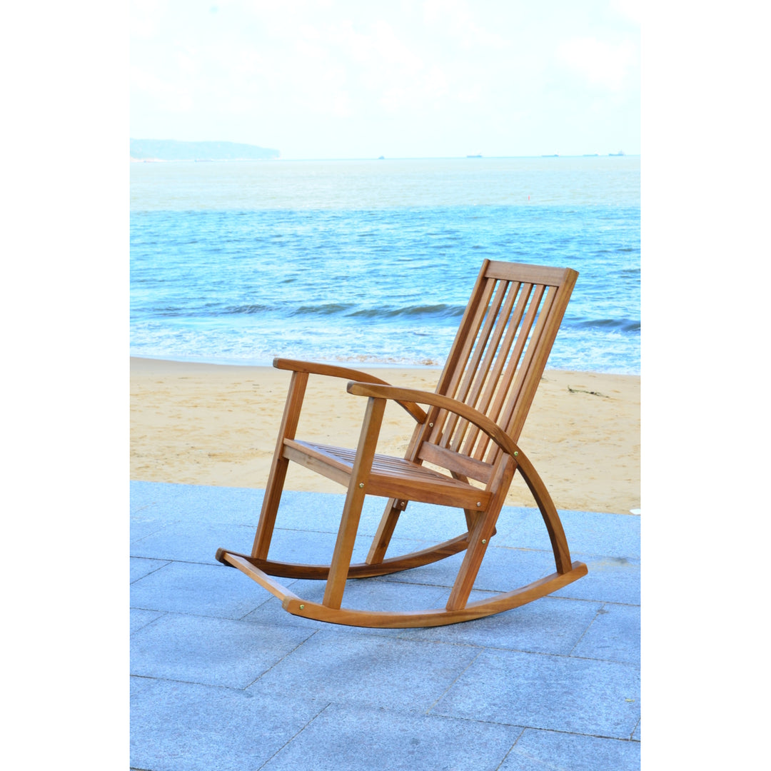 SAFAVIEH Outdoor Collection Clayton Rocking Chair Natural Image 5