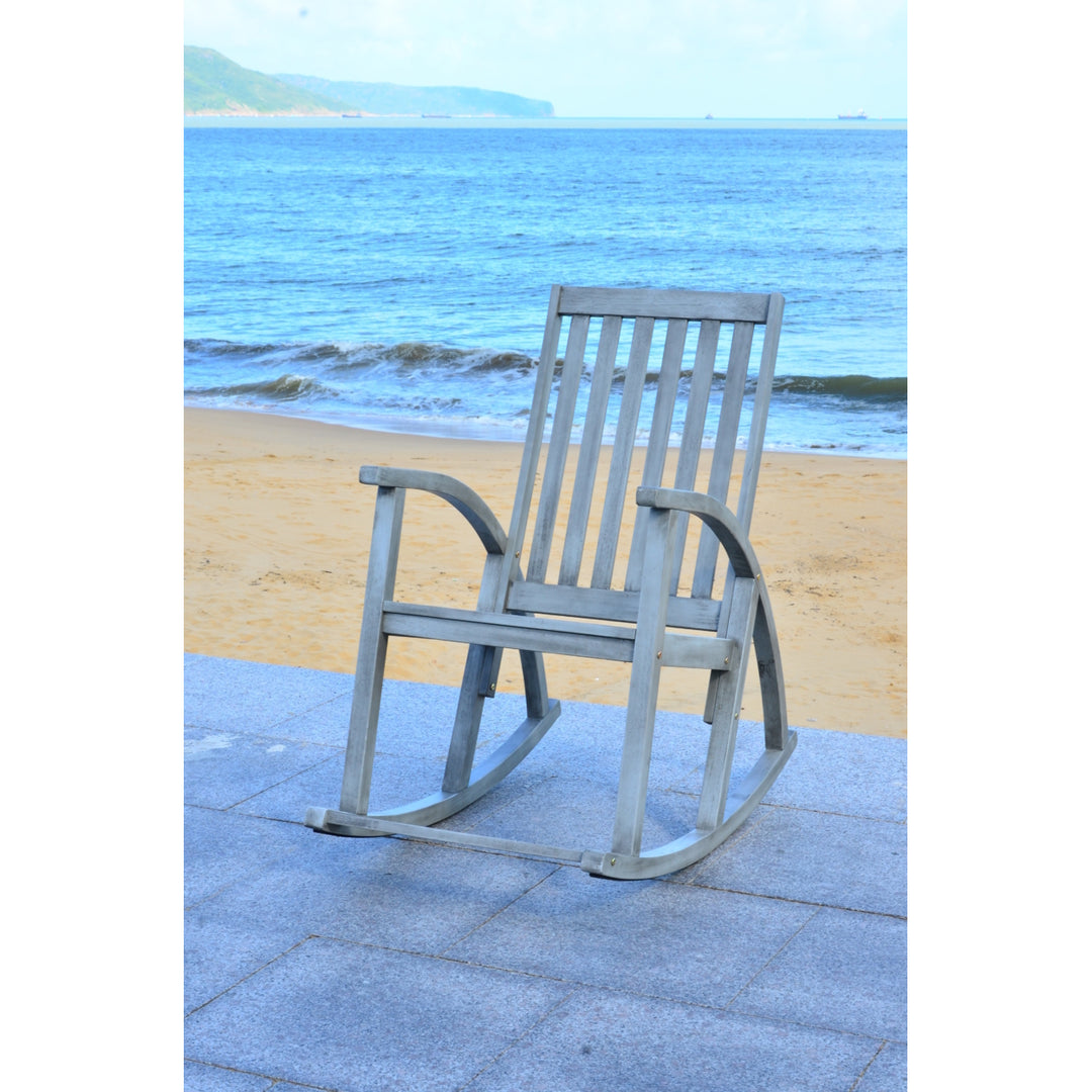 SAFAVIEH Outdoor Collection Clayton Rocking Chair Grey Wash Image 3