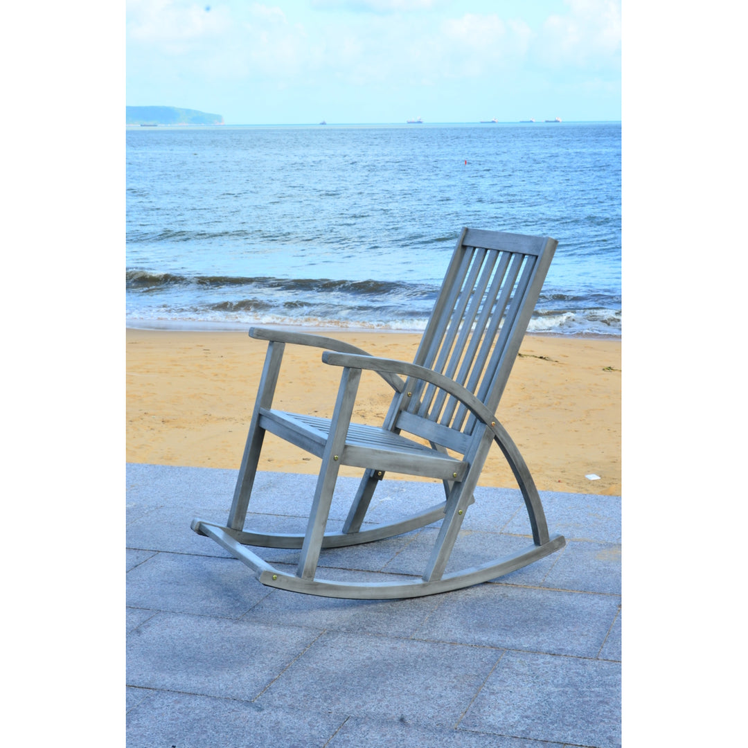 SAFAVIEH Outdoor Collection Clayton Rocking Chair Grey Wash Image 4