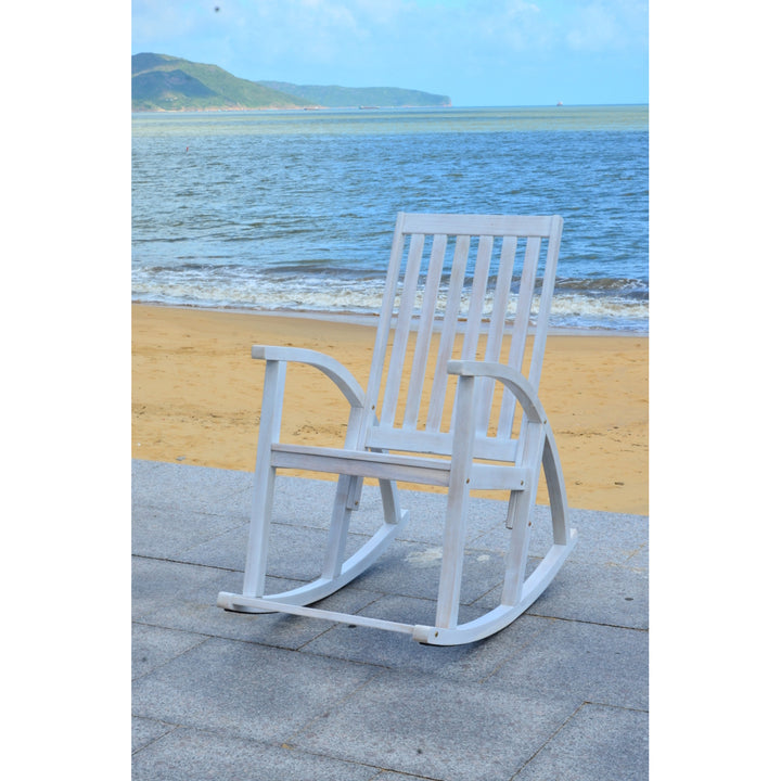 SAFAVIEH Outdoor Collection Clayton Rocking Chair White Wash Image 3