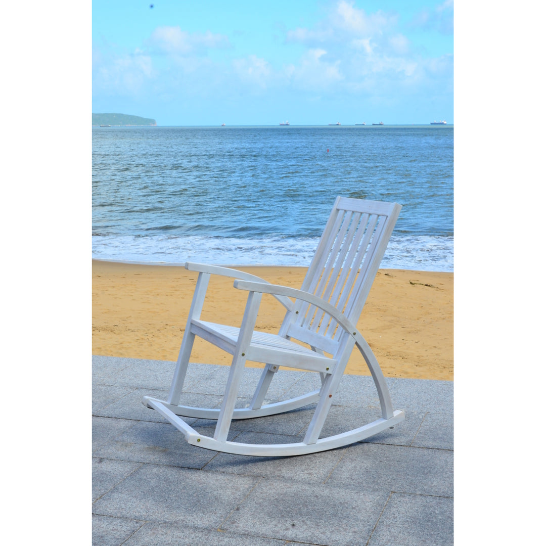 SAFAVIEH Outdoor Collection Clayton Rocking Chair White Wash Image 4