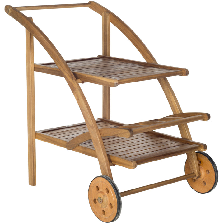 SAFAVIEH Outdoor Collection Lodi Tea Cart Natural Image 3