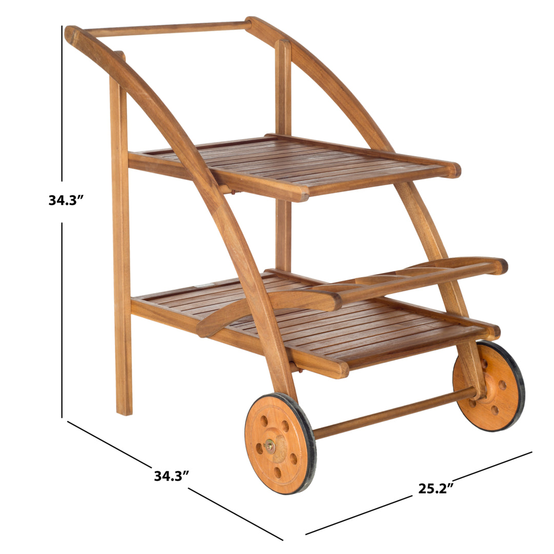 SAFAVIEH Outdoor Collection Lodi Tea Cart Natural Image 4