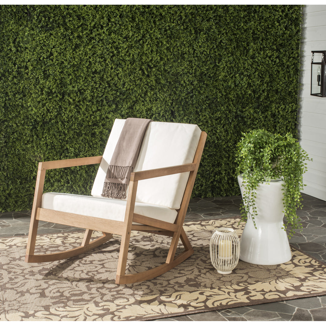 SAFAVIEH Outdoor Collection Vernon Rocking Chair Natural/Beige Image 1