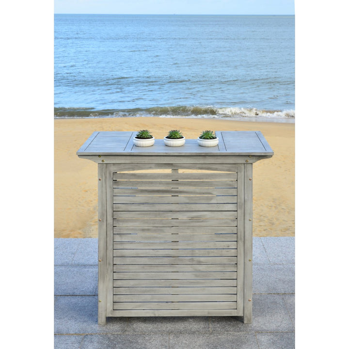 SAFAVIEH Outdoor Collection Monterey Bar Table Grey Wash Image 1