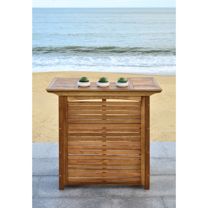 SAFAVIEH Outdoor Collection Monterey Bar Table Natural Image 1