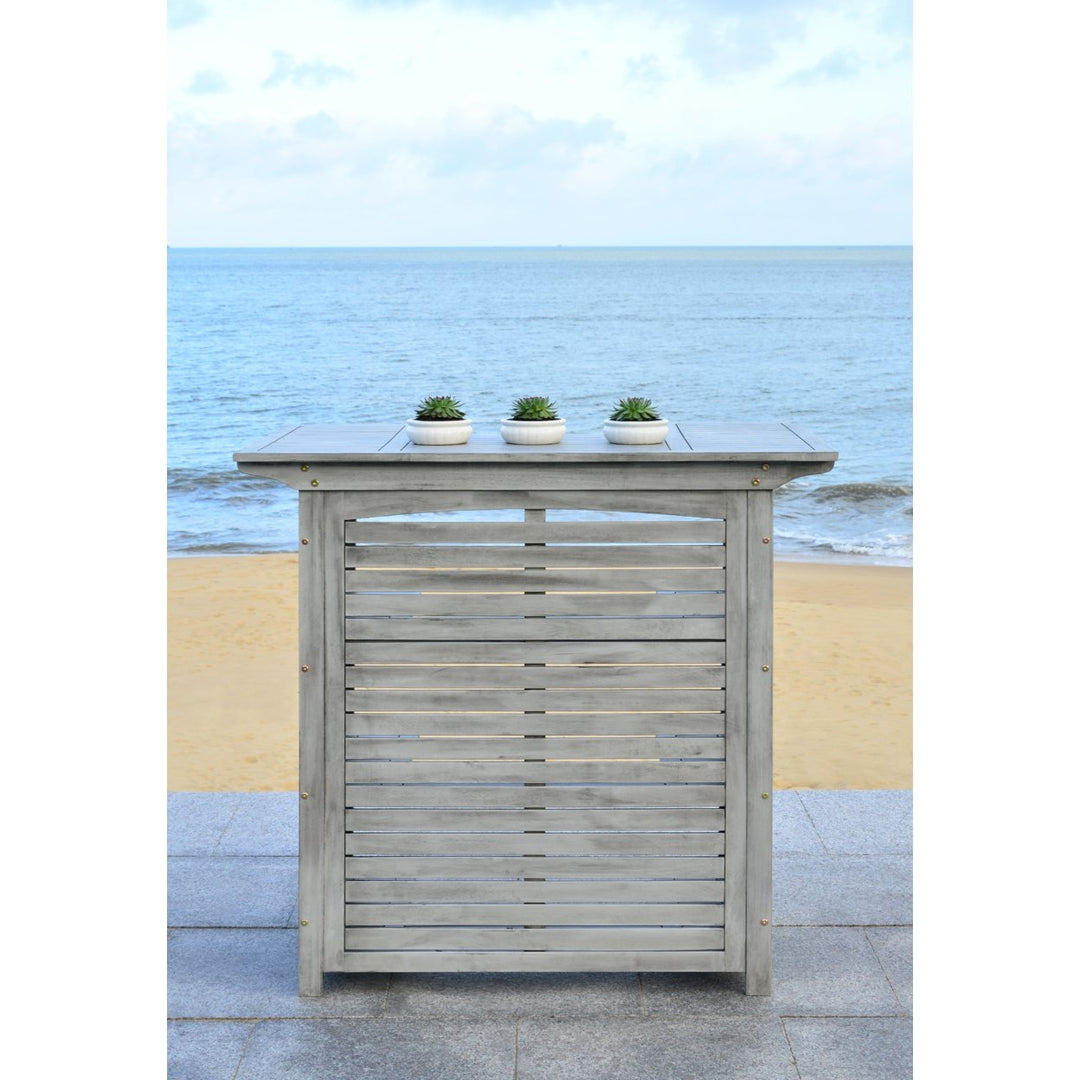 SAFAVIEH Outdoor Collection Monterey Bar Table Grey Wash Image 2