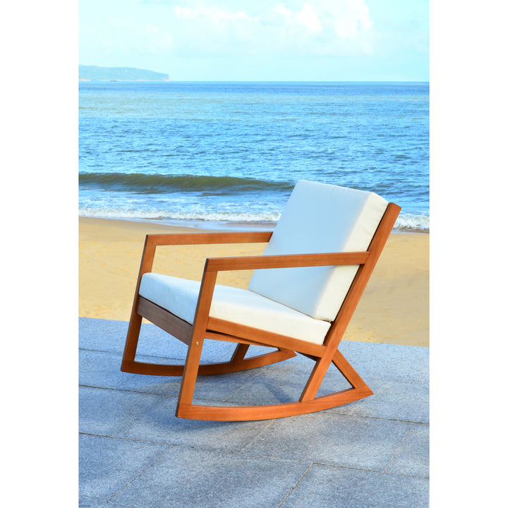 SAFAVIEH Outdoor Collection Vernon Rocking Chair Natural/Beige Image 4