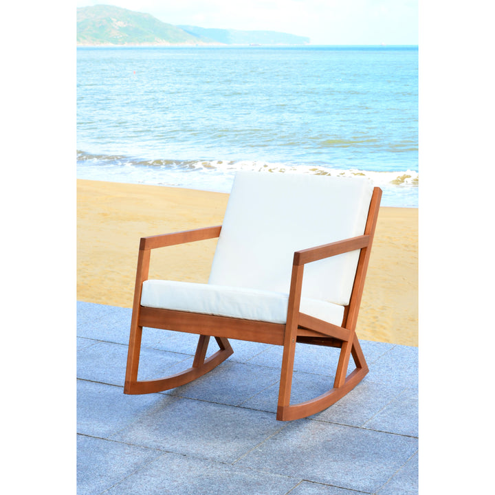 SAFAVIEH Outdoor Collection Vernon Rocking Chair Natural/Beige Image 5