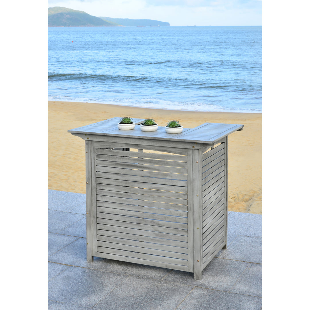 SAFAVIEH Outdoor Collection Monterey Bar Table Grey Wash Image 4