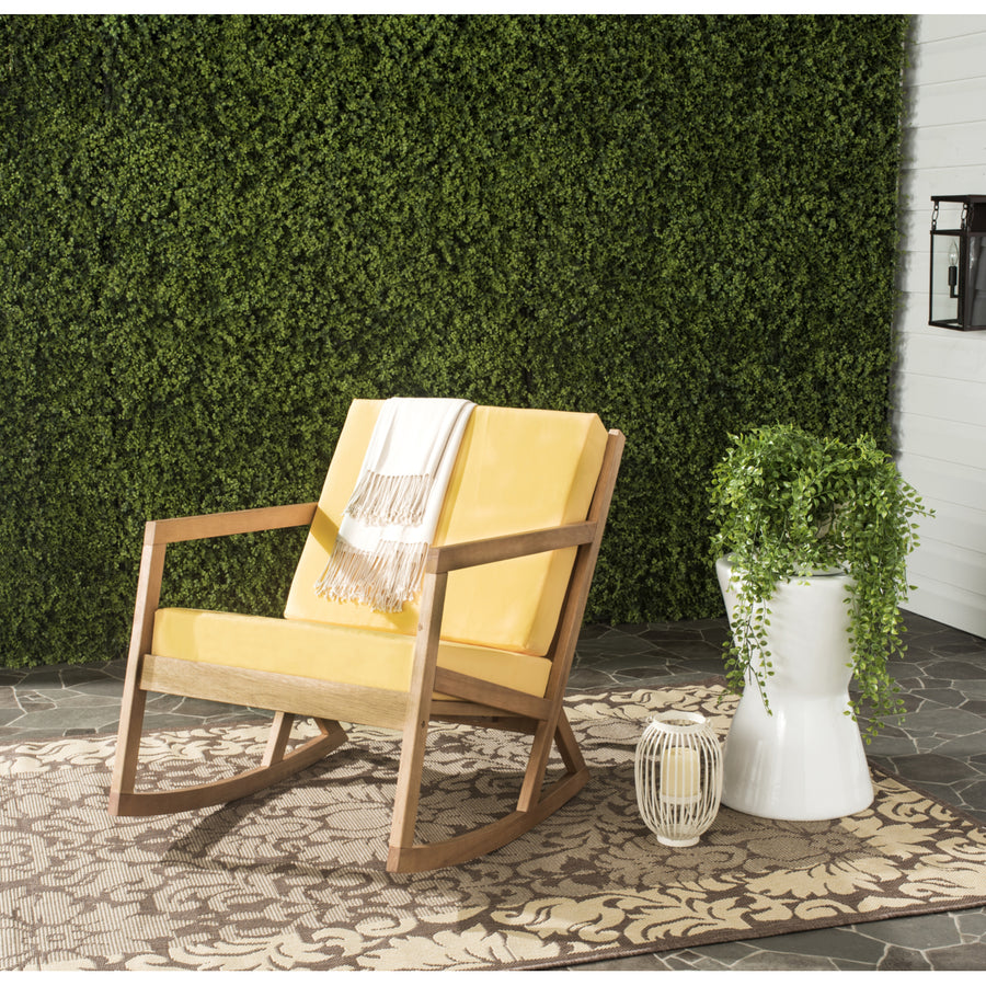 SAFAVIEH Outdoor Collection Vernon Rocking Chair Natural/Yellow Image 1