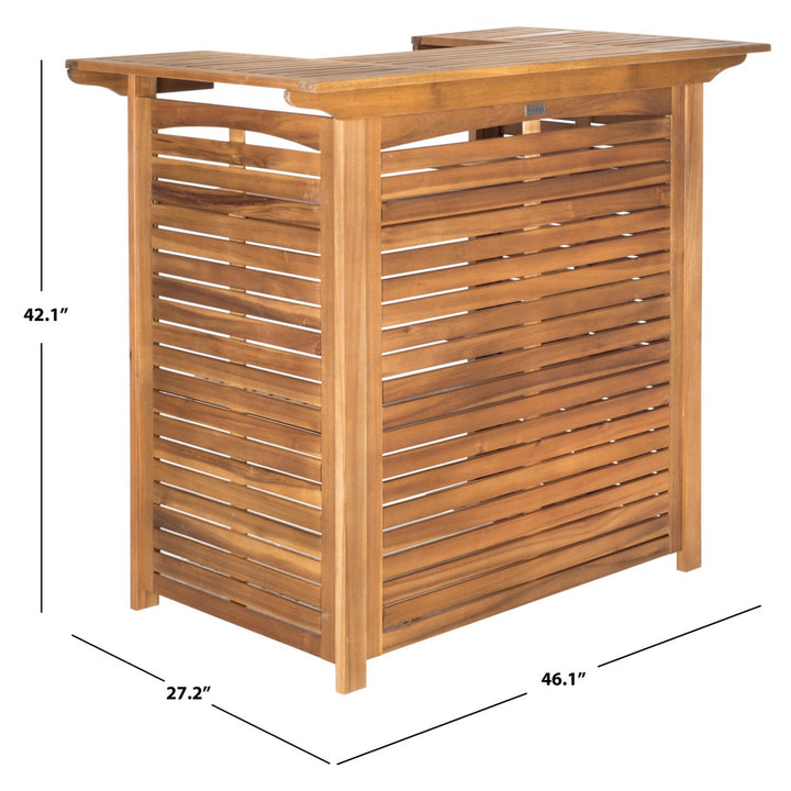 SAFAVIEH Outdoor Collection Monterey Bar Table Natural Image 5